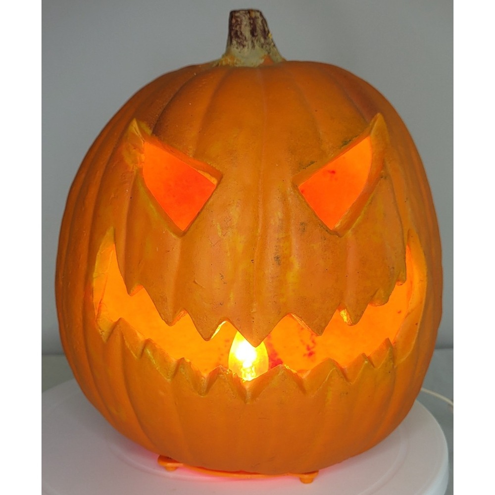 Trendmasters Halloween Jack O Lantern Orange Foam Mold Light Up Pumpkin Vtg 1993